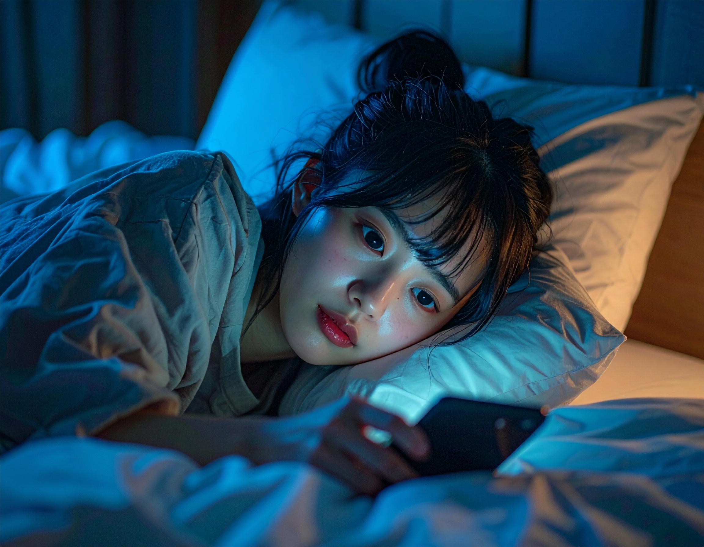 スマホを見つめる女性